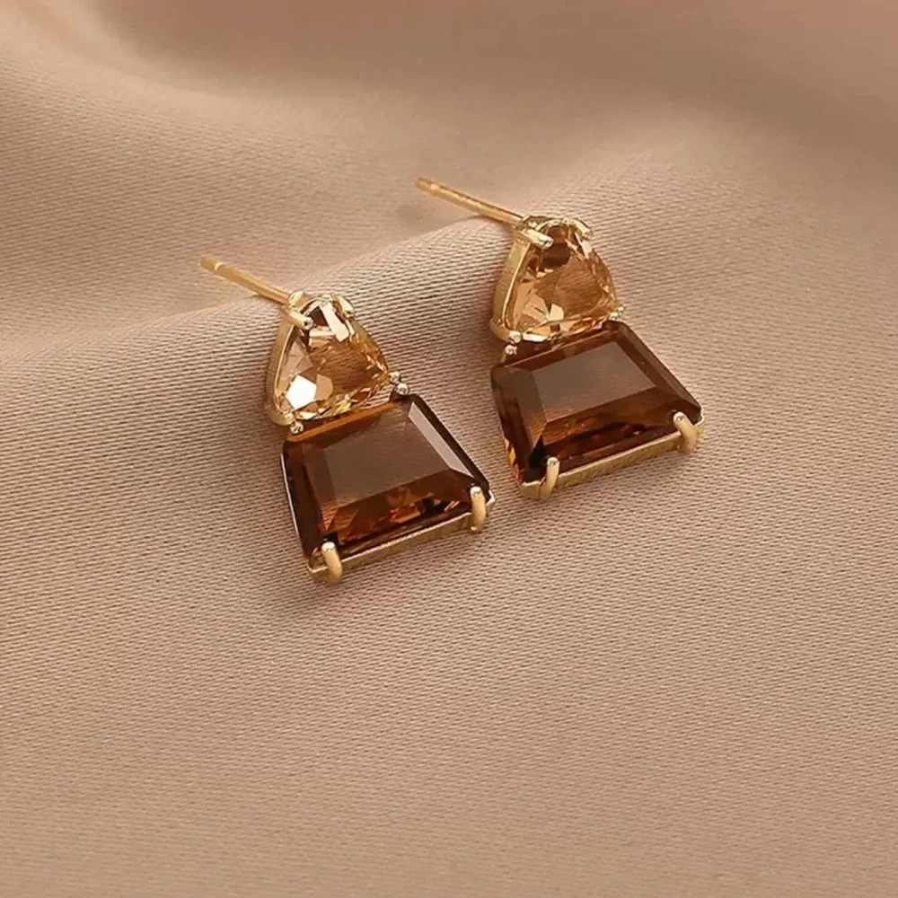 🤎 925 Sterling Silver Gold and Brown Earrings